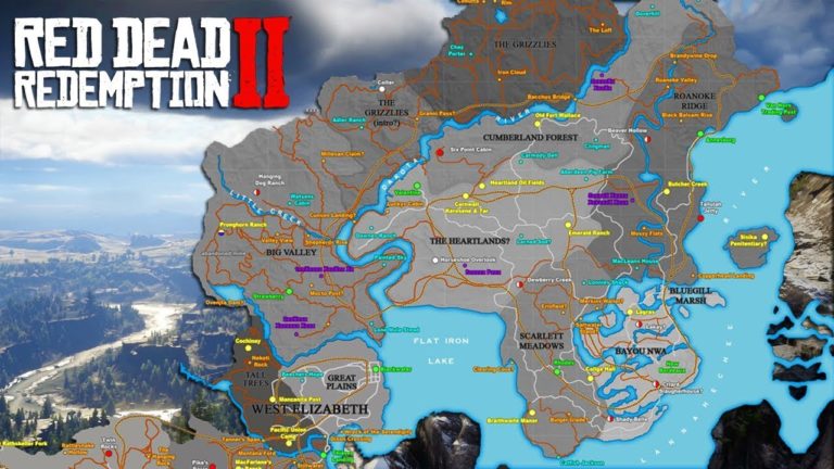 Карта мира в Red Dead Redemption 2 с обозначениями